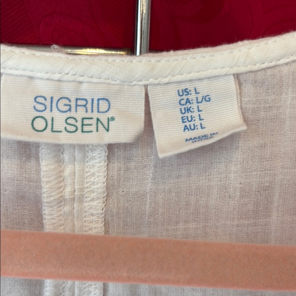 Sigrid Olsen White Boxy Buttoned Tank Top - Picture 2 of 3